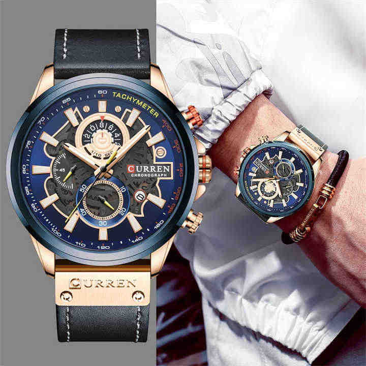 CURREN Leather Strap Sport Watch