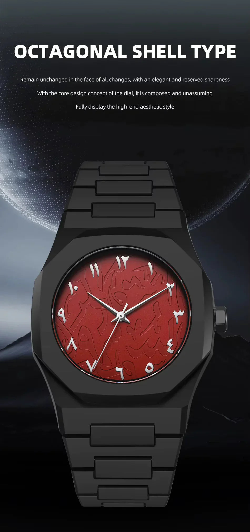 Men's Black Stainless Steel Watch with Arabic Numerals – Japan Miyota Quartz