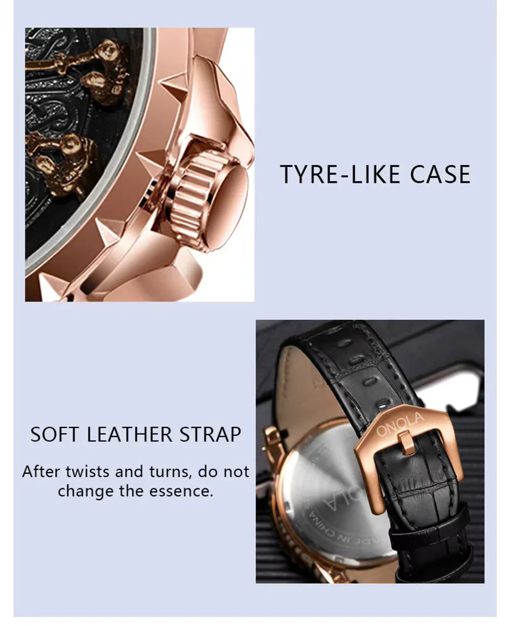 ONOLA 3809 Men's Luxury Gold Quartz Watch – Elegant Design, Waterproof