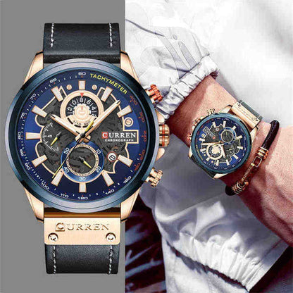 CURREN Leather Strap Sport Watch